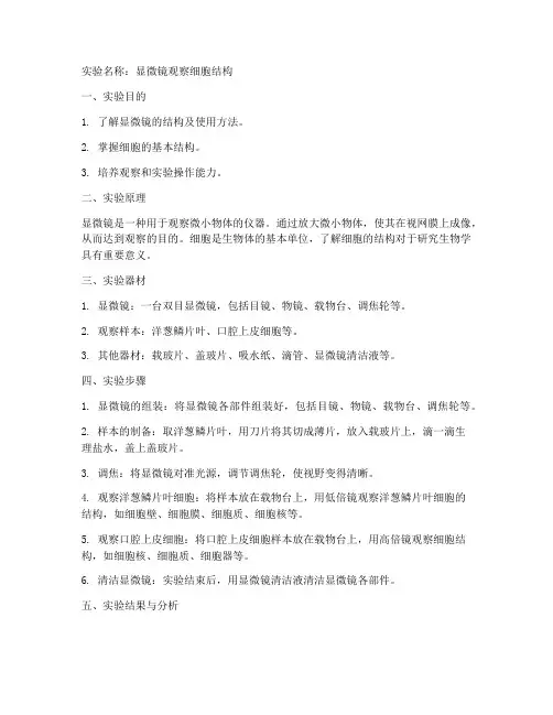 使用显微镜的实验报告