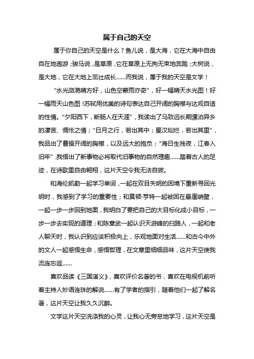 初一作文：属于自己的天空作文600字