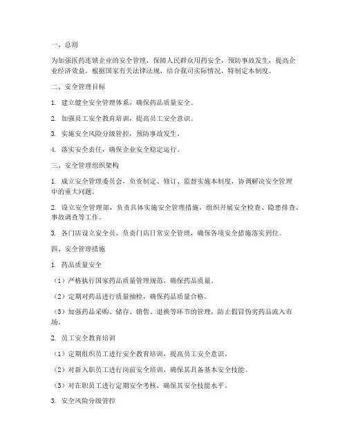 医药连锁安全管理制度