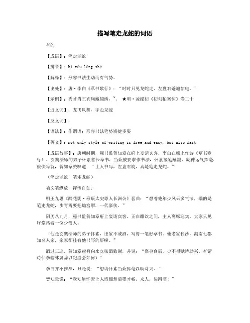 描写笔走龙蛇的词语