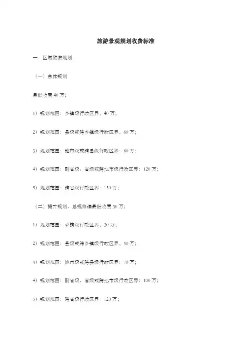 旅游规划收费标准