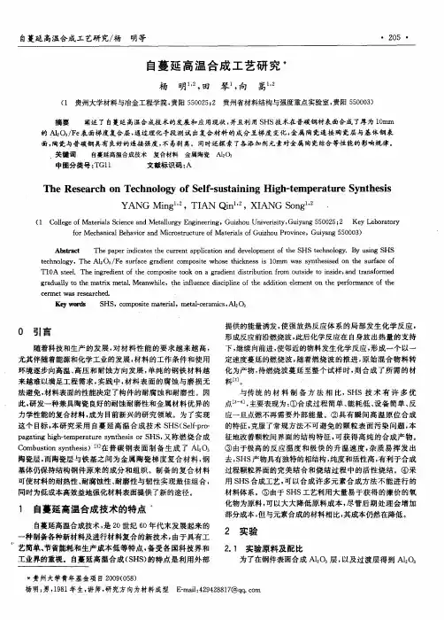 自蔓延高温合成工艺研究