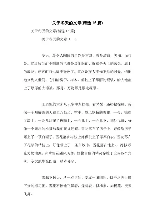 关于冬天的文章(精选15篇)