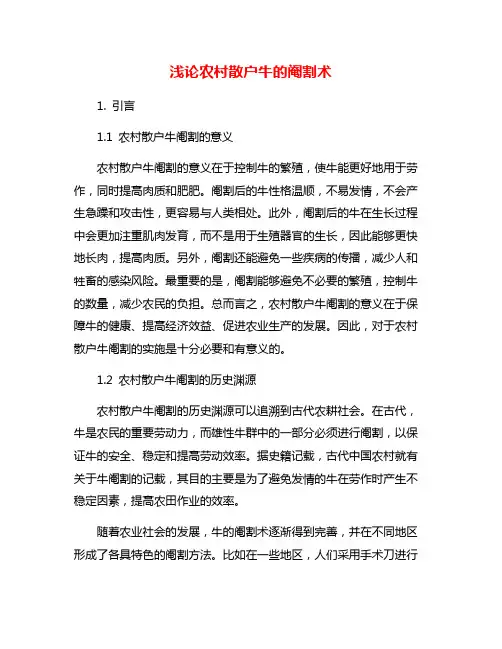 浅论农村散户牛的阉割术