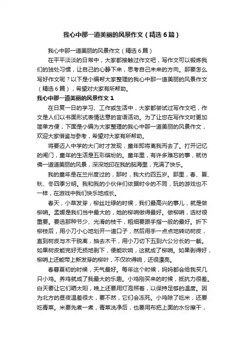 我心中那一道美丽的风景作文（精选6篇）