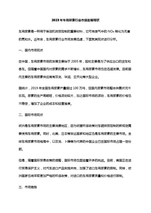 2023年车用尿素行业市场发展现状