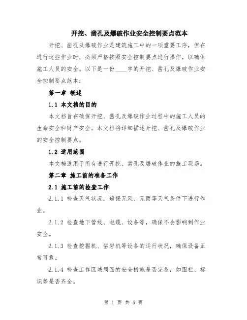 开挖、凿孔及爆破作业安全控制要点范本