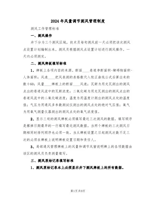2024年风量调节测风管理制度(四篇)