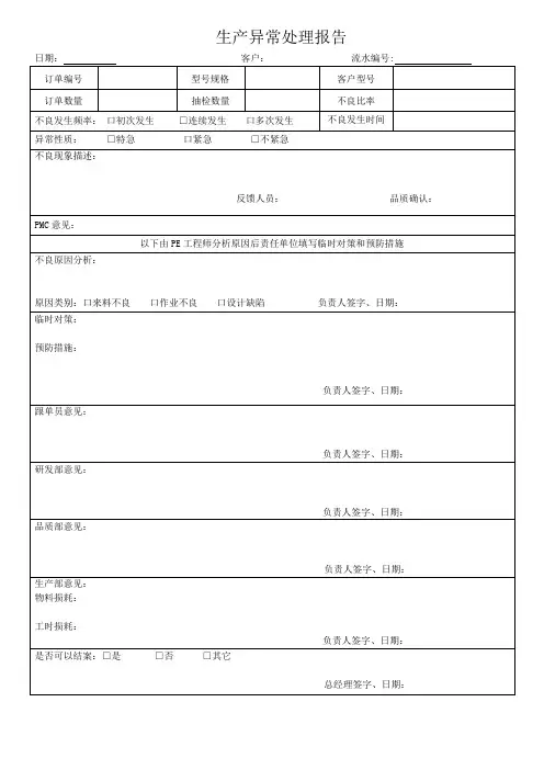 生产异常处理报告