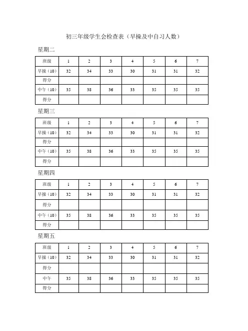 学生会检查表