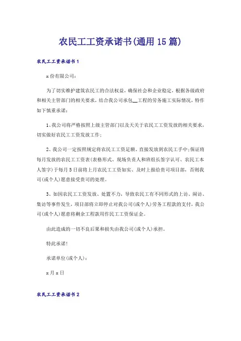 农民工工资承诺书(通用15篇)