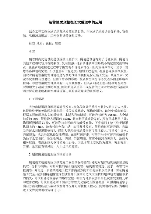 超前地质预报在长大隧道中的应用