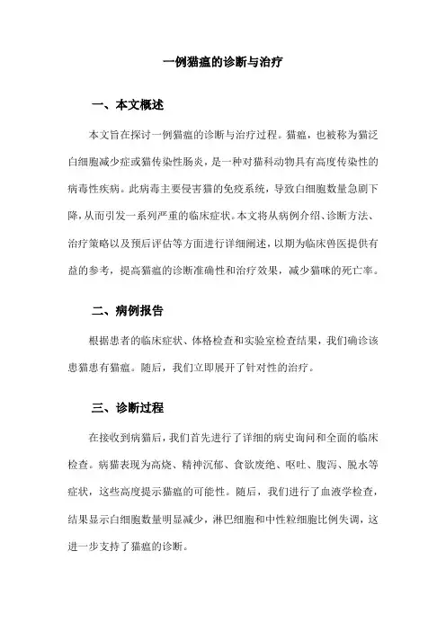一例猫瘟的诊断与治疗