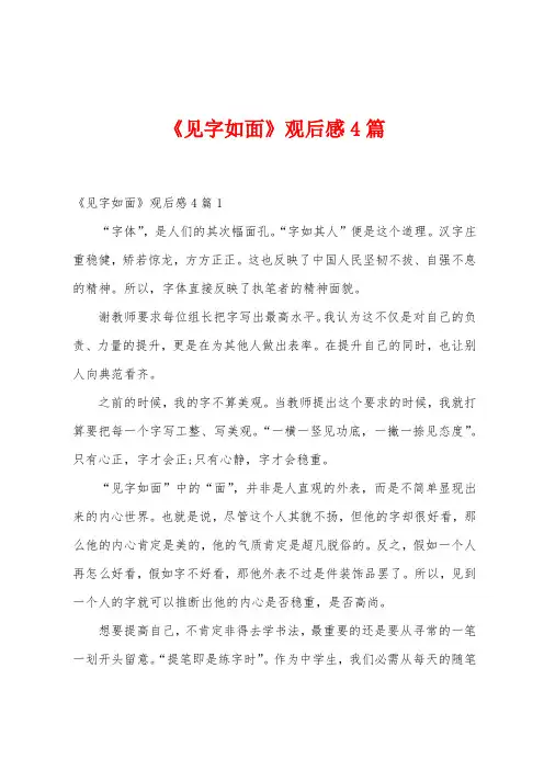 《见字如面》观后感4篇