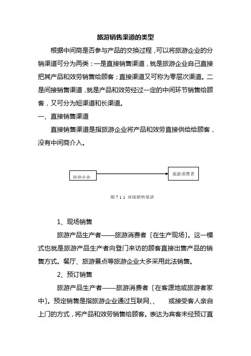 旅游专业《旅游销售渠道的类型》