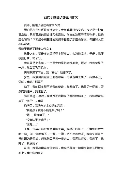 我终于翻越了那座山作文5篇