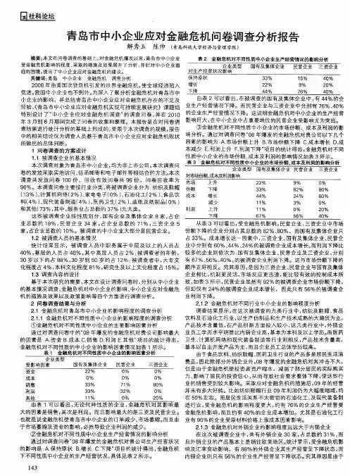 青岛市中小企业应对金融危机问卷调查分析报告