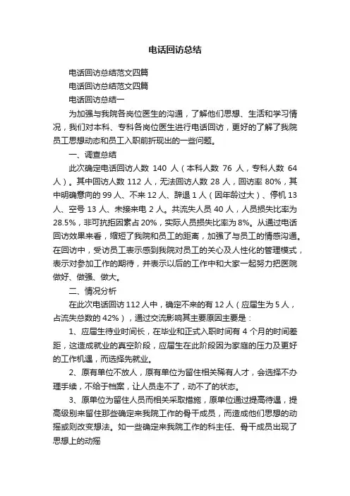 电话回访总结范文四篇