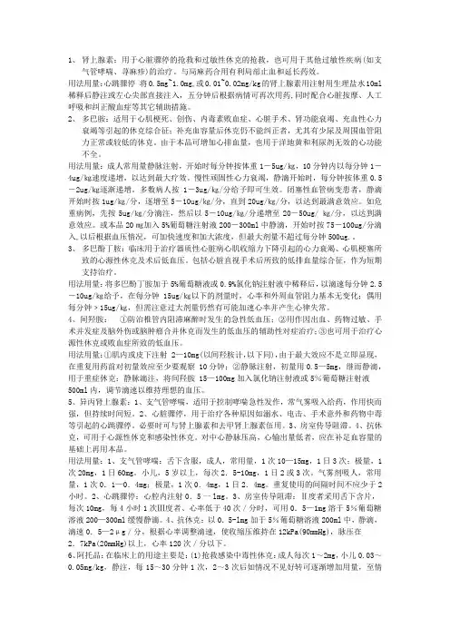 心内科常用药