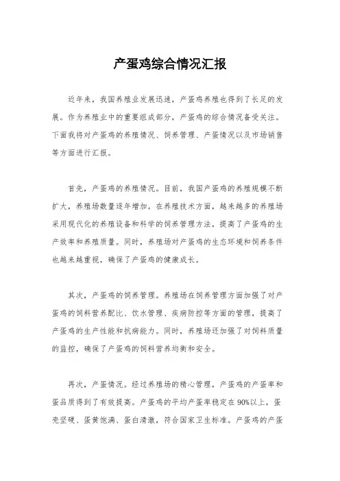 产蛋鸡综合情况汇报