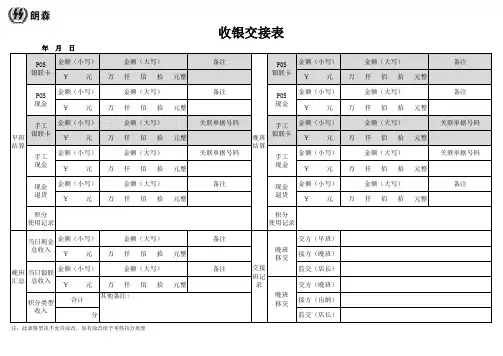 收银交接单