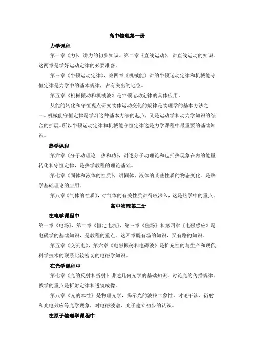 高中物理重点难点概述