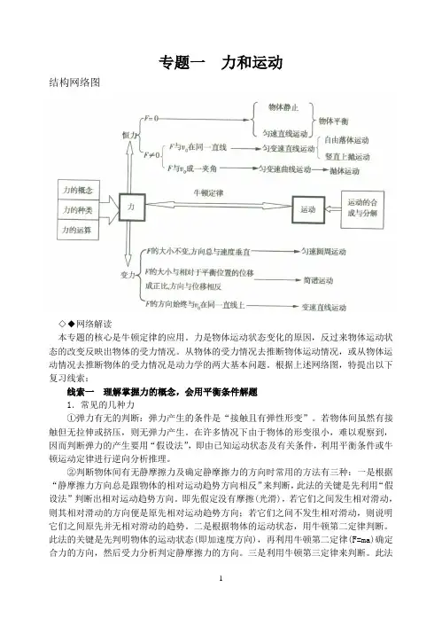 高三物理第二轮复习专题一《力和运动》复习