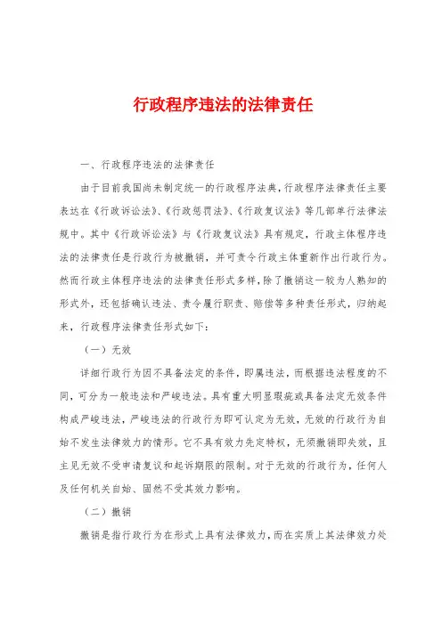 行政程序违法的法律责任