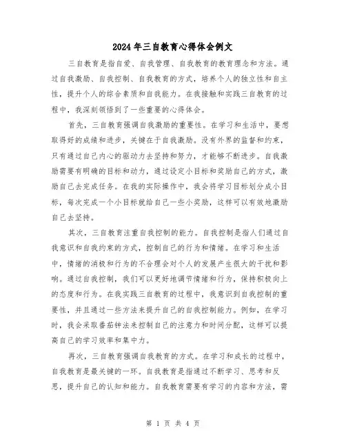 2024年三自教育心得体会例文(2篇)