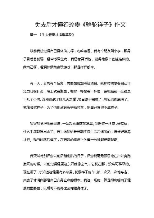 失去后才懂得珍贵《骆驼祥子》作文