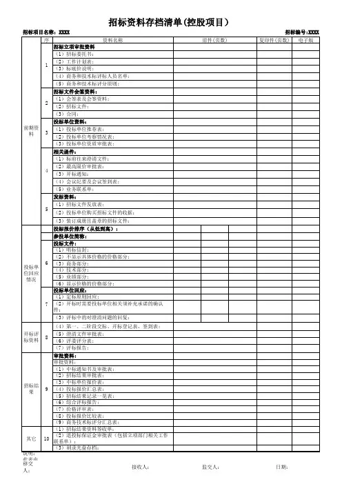 27招标资料存档表格
