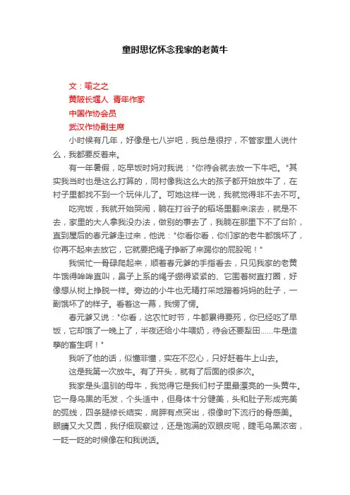 童时思忆怀念我家的老黄牛