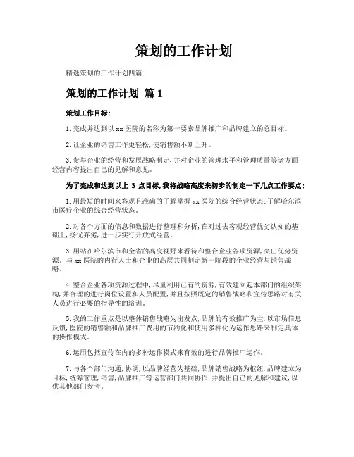 策划的工作计划