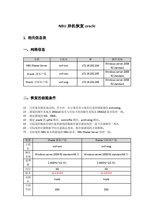 NBU异机恢复windows oracle11g