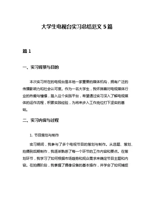 大学生电视台实习总结范文5篇