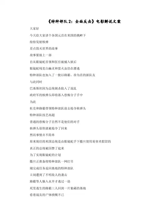 《特种部队2：全面反击》电影解说文案