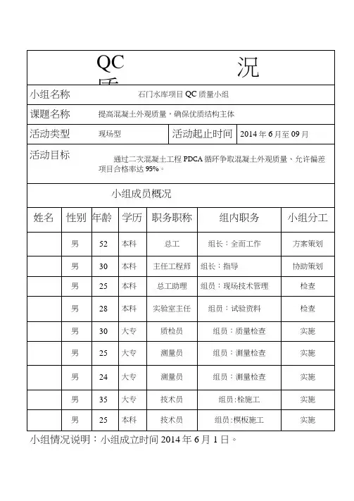 提高混凝土外观质量_QC小组活动记录