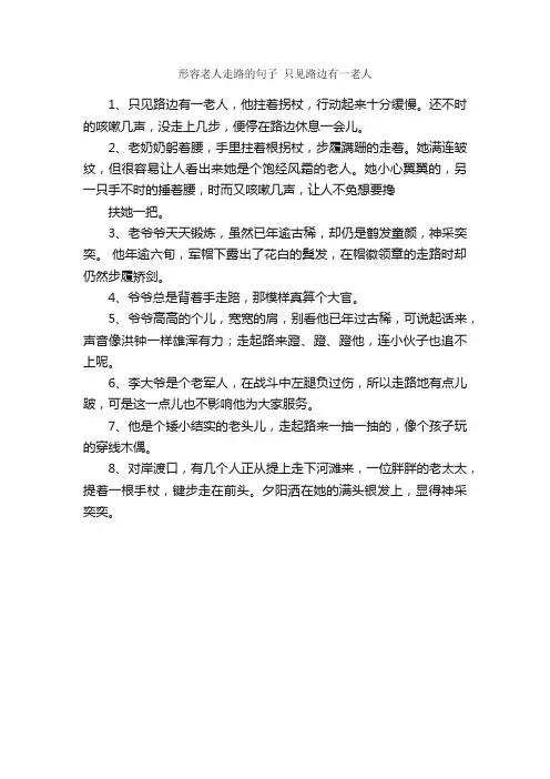 形容老人走路的句子只见路边有一老人_好词好句