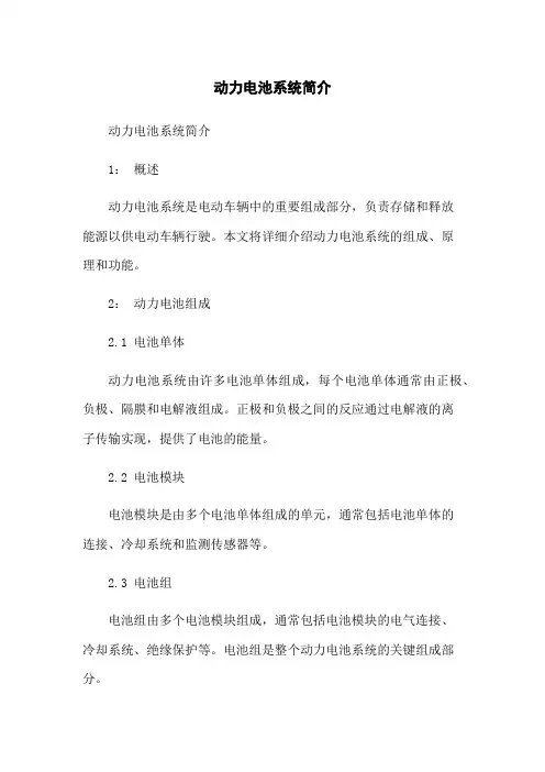 动力电池系统简介