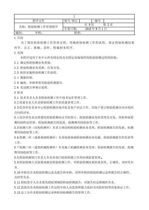 检测工作管理程序
