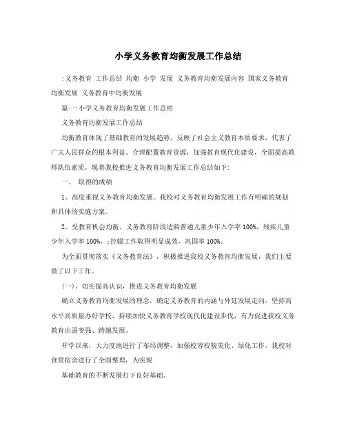 小学义务教育均衡发展工作总结