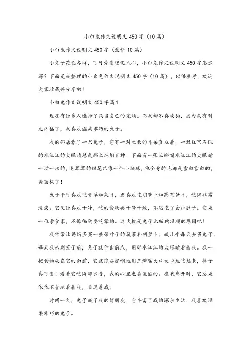小白兔作文说明文450字(10篇)