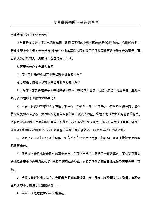 与青春有关的日子经典台词
