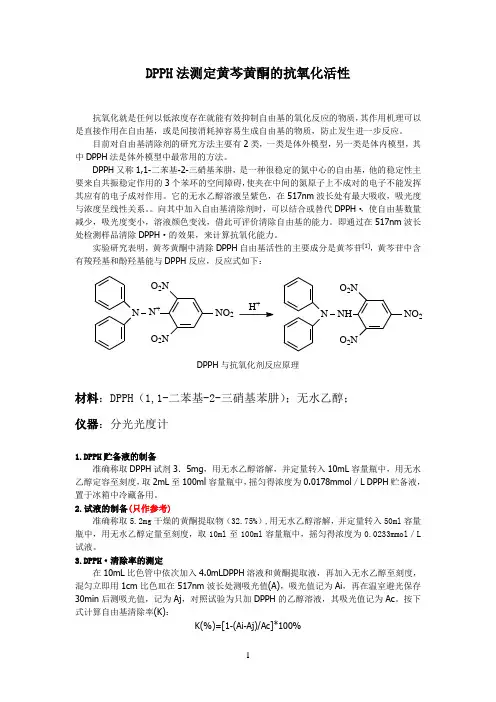 DPPH自由基清除测定