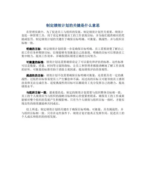 制定绩效计划的关键是什么意思