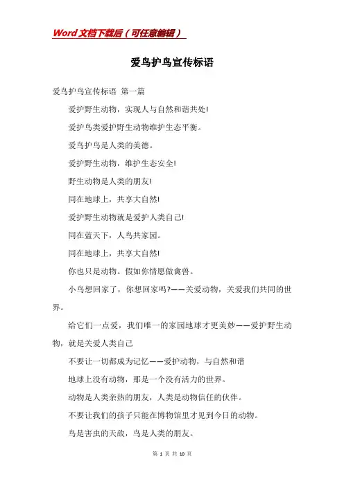 爱鸟护鸟宣传标语