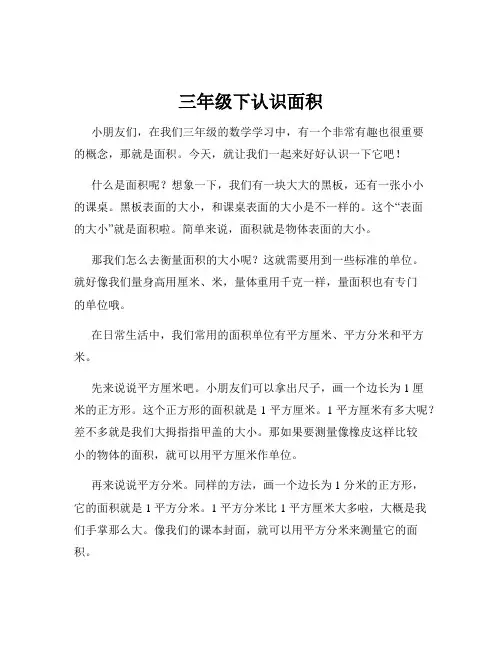 三年级下认识面积
