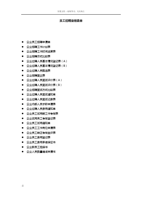 员工招聘录用表单大全
