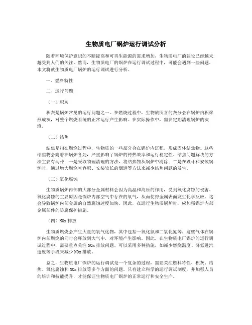 生物质电厂锅炉运行调试分析
