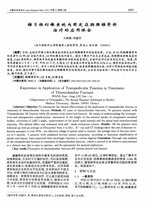 椎弓根钉棒系统内固定在胸腰椎骨折治疗的应用体会